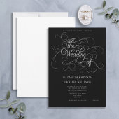 Elegante Black & Silver Script Black Krawatte Wedd Einladung