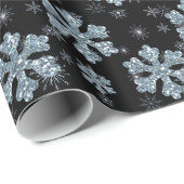 Elegante Black Silver Weihnachts-Schneeflocke Geschenkpapier (Rolleneckpunkt)