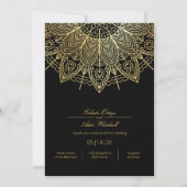 Elegante Black Simple Gold Mandala Wedding Einladung (Vorderseite)