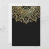 Elegante Black Simple Gold Mandala Wedding Einladung (Rückseite)