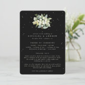 Elegante Black Snowberry+Eucalyptus Bouquet Weddin Programm (Stehend Vorderseite)