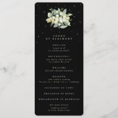 Elegante Black Snowberry+Eucalyptus Bouquet Weddin Programm (Vorderseite)