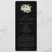 Elegante Black Snowberry+Eucalyptus Bouquet Weddin Programm (Vorderseite)