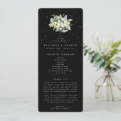 Elegante Black Snowberry+Eucalyptus Bouquet Weddin Programm (Stehend Vorderseite)