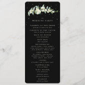 Elegante Black Snowberry+Eucalyptus Stem Wedding Programm (Rückseite)