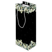 Elegante Black Snowberry+Eucalyptus Winter Wedding Geschenktüte Für Weinflaschen (Rückseite Schrägansicht)