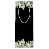 Elegante Black Snowberry+Eucalyptus Winter Wedding Geschenktüte Für Weinflaschen (Rückseite)