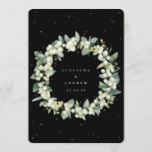 Elegante Black Snowberry+Eucalyptus Winter Wedding Programm (Rückseite)