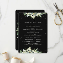 Elegante Black Snowberry+Eucalyptus Winter Wedding Programm