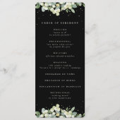 Elegante Black Snowberry+Eucalyptus Winter Wedding Programm (Vorderseite)