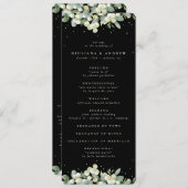 Elegante Black Snowberry+Eucalyptus Winter Wedding Programm (Vorne/Hinten)