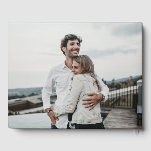 Elegante Black Snowberry+Eucalyptus Wreath Wedding Gästebuch (Rückseite)