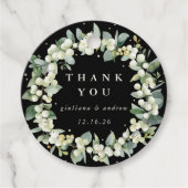Elegante Black Snowberry+Eucalyptus Wreath Wedding Geschenkanhänger (Vorderseite)
