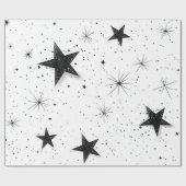 Elegante Black Star Geschenkwrap Geschenkpapier (Flach)