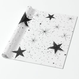 Elegante Black Star Geschenkwrap Geschenkpapier