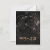 Elegante Black Steampunk RSVP-Karte Mitteilungskarte (Rückseite)