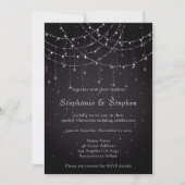 Elegante Black String Lights QR Code Wedding Einladung (Vorderseite)