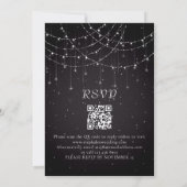 Elegante Black String Lights QR Code Wedding Einladung (Rückseite)