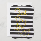 Elegante Black Stripe Imitate Gold Elements Hochze Einladung (Rückseite)