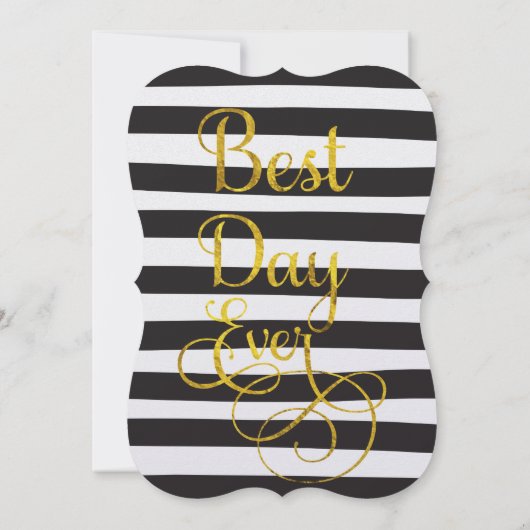 Elegante Black Stripe Imitate Gold Elements Hochze Einladung (Rückseite)