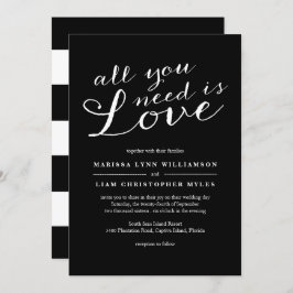 Elegante Black Stripes Einladung Hochzeit