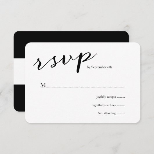 Elegante Black Stripes Wedding RSVP (Vorne/Hinten)