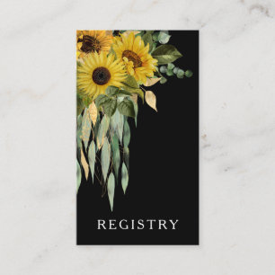 Elegante Black Sunflower Wedding Registry Begleitkarte