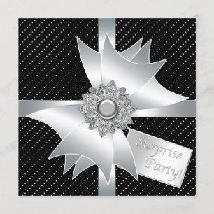 Elegante Black Surprise Geburtstagsparty Einladung