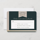 Elegante Black Tan Book Cover Wedding RSVP Card Karte (Vorderseite)