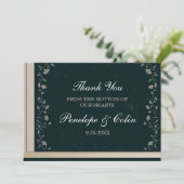 Elegante Black Tan Library Book Cover Wedding Dankeskarte (Stehend Vorderseite)