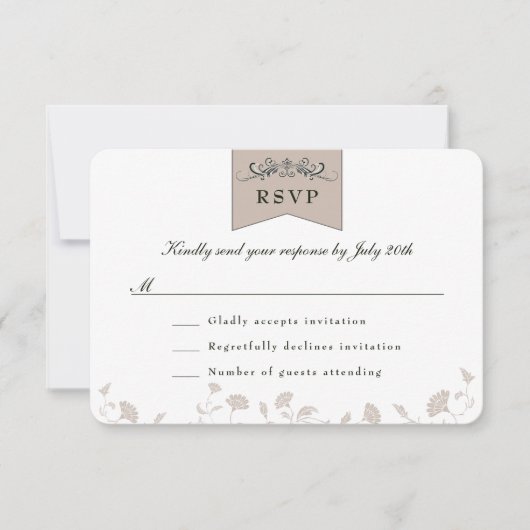 Elegante Black Tan Library Theme Wedding RSVP Card (Vorderseite)
