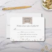 Elegante Black Tan Library Theme Wedding RSVP Card