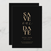 Elegante Black Tan Minimalistisch Wedding Save The Date (Vorne/Hinten)