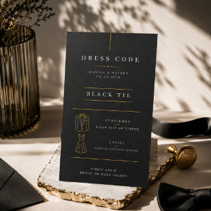 Elegante Black-Tie-Hochzeitskleiderordnung Karte