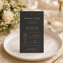 Elegante Black-Tie-Hochzeitskleiderordnung Karte