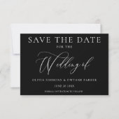 Elegante Black Timeless Modern Wedding Save The Date (Vorderseite)