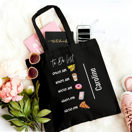 Elegante Black To do List Tote Bag Tasche