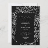 Elegante Black Tuxedo Bright White Wreath Wedding Einladung (Vorderseite)