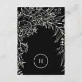 Elegante Black Tuxedo Monogram Wreath Wedding Begleitkarte (Rückseite)