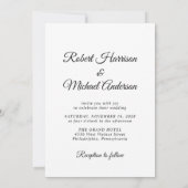 Elegante Black Tuxedo Wasserfarben Gay Wedding Einladung (Rückseite)