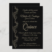 Elegante Black Twin Boy Girl Fiesta de Quince Einladung (Vorne/Hinten)
