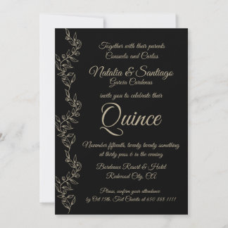 Elegante Black Twin Boy Girl Fiesta de Quince Einladung