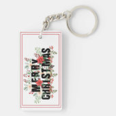 Elegante Black Typografy Merry Christmas Deep Ev Schlüsselanhänger (Rückseite)