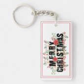 Elegante Black Typografy Merry Christmas Deep Ev Schlüsselanhänger (Vorderseite)