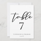 Elegante Black Typografy Wedding Tischnummer Card (Vorderseite)