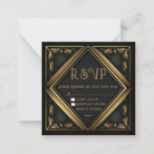 Elegante Black Velvet Wedding RSVP Card Mitteilungskarte (Vorderseite)