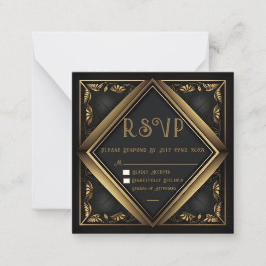 Elegante Black Velvet Wedding RSVP Card Mitteilungskarte (Vorderseite)