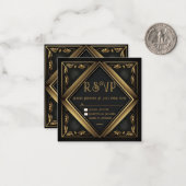Elegante Black Velvet Wedding RSVP Card Mitteilungskarte (Vorderseite/Rückseite Beispiel)