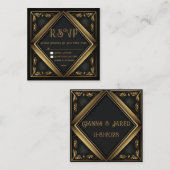 Elegante Black Velvet Wedding RSVP Card Mitteilungskarte (Vorne/Hinten)