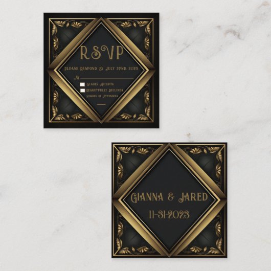 Elegante Black Velvet Wedding RSVP Card Mitteilungskarte (Vorne/Hinten)